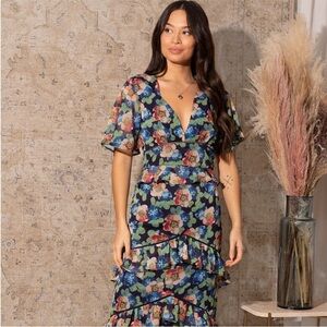 Floral Ruffle peplum top with matching ruffled skirt
